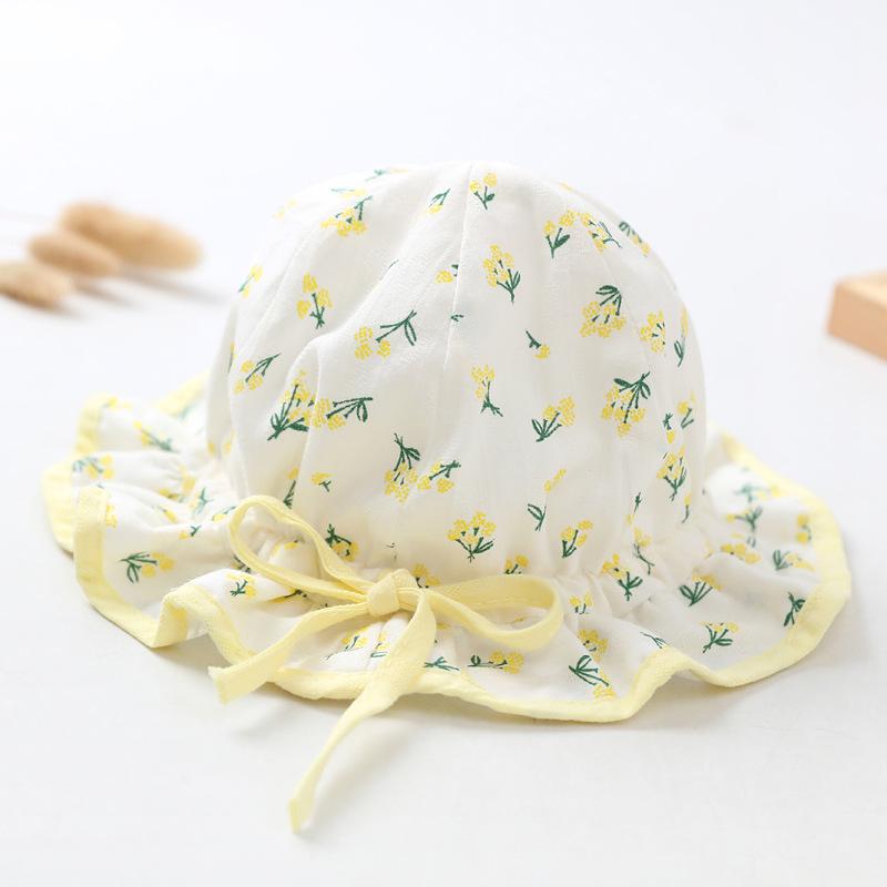 

Spring Summer Cute Baby Girls Hat Floral Cotton Bucket Cap Dome Newborn Hats 1-18M 1-18M жёлтый