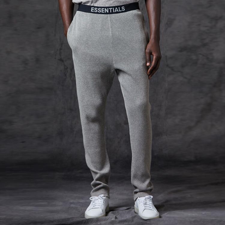 Fear of God Essentials Fleece-Lined Thermal Pants With Elastic Waist and Side Seam Pockets Unisex Bottoms Dark-Grey FOG-FW20-178