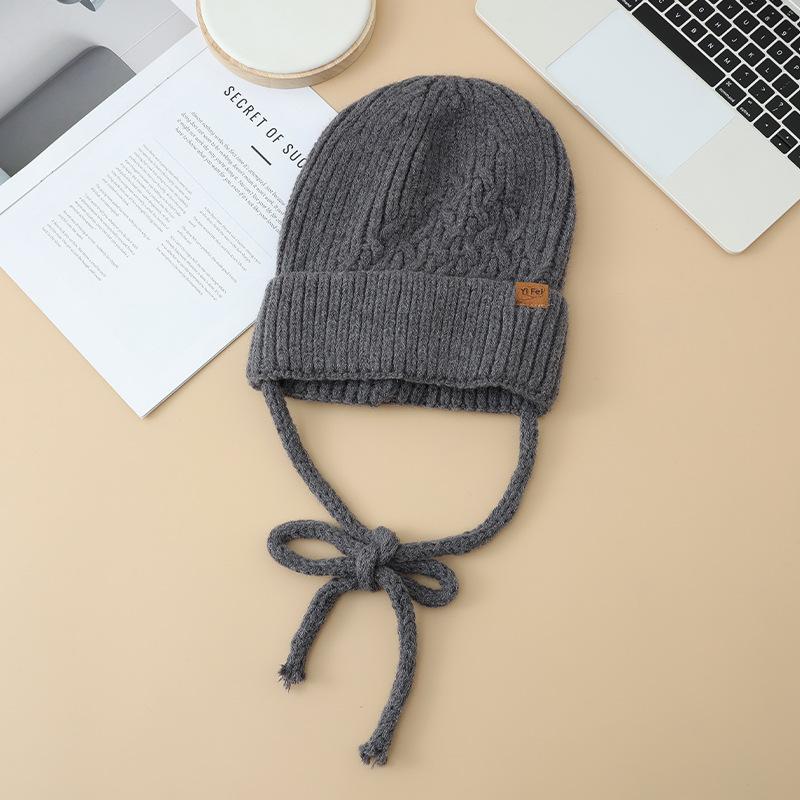 Retro Leather Knitted Hat Big Head Fence Wool Hat FallSeason and ColdSeason Outside DailyWear Warm Hat Korean Versatile Hat