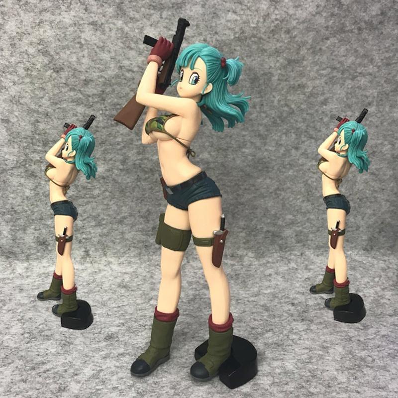 Dragon Ball Girl Figure Pvc Material, Cartoon Anime Style, Bulma Military Uniform, Bikini