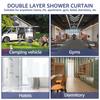 Hook Free Shower Curtain Waterproof Bathroom Curtains with Snap-in Liner Washable Bath Curtains Decorative White Shower Curtain