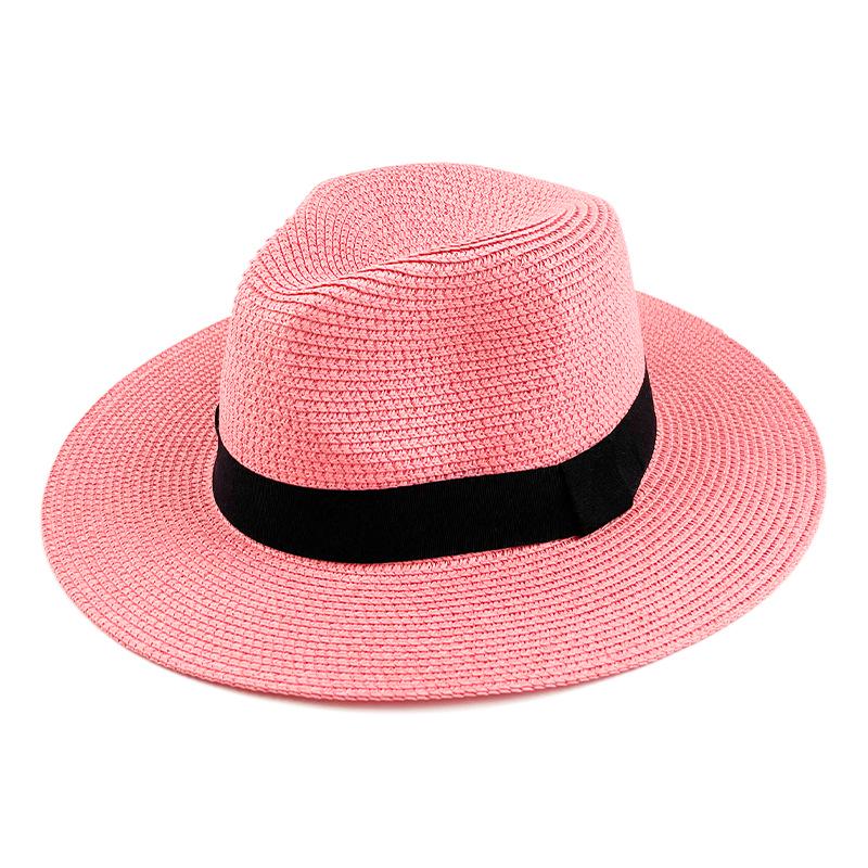 Summer Panama Wide-Brimmed Straw Fedora - Outdoor Sunshade Beach Hat