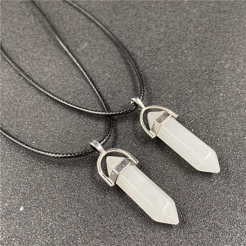 Agate Bullet & Rose Quartz Double Point Pendant Necklace