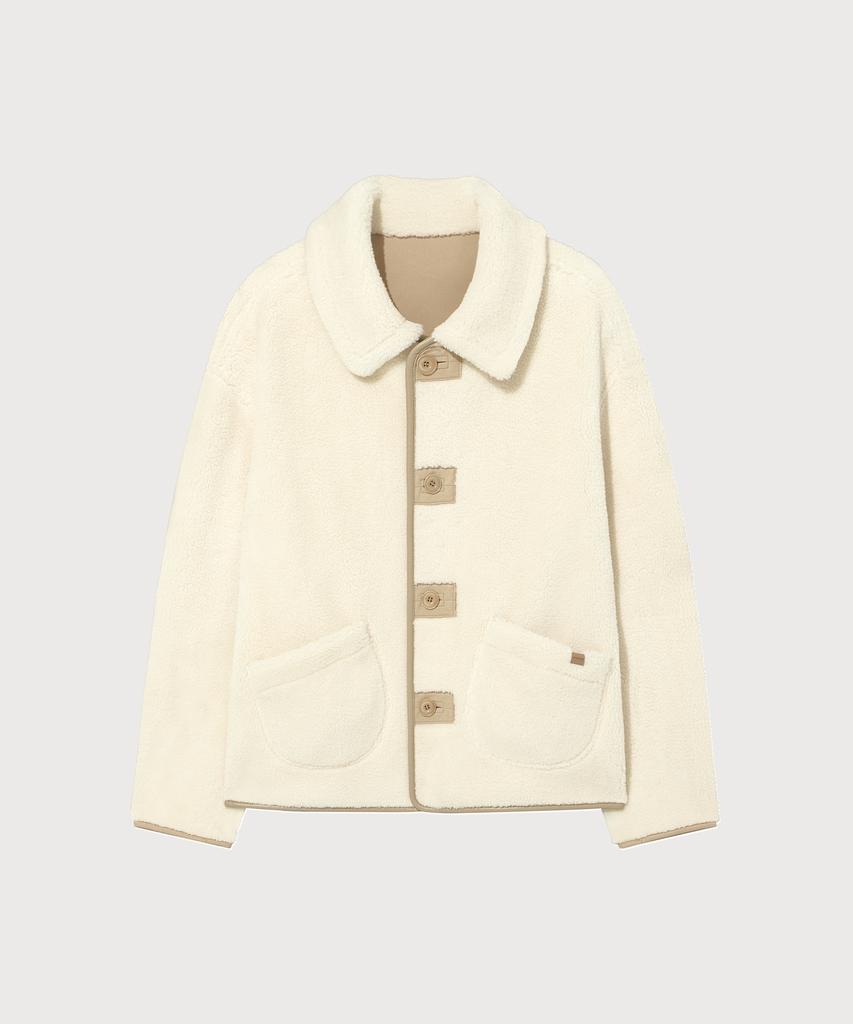 Covernat Woman Reversible Shearling Jacket Beige