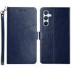 For Samsung Galaxy A56 5G/M56 5G Case with Wrist Strap Y Shaped Lines Imprint Leather Phone Cover