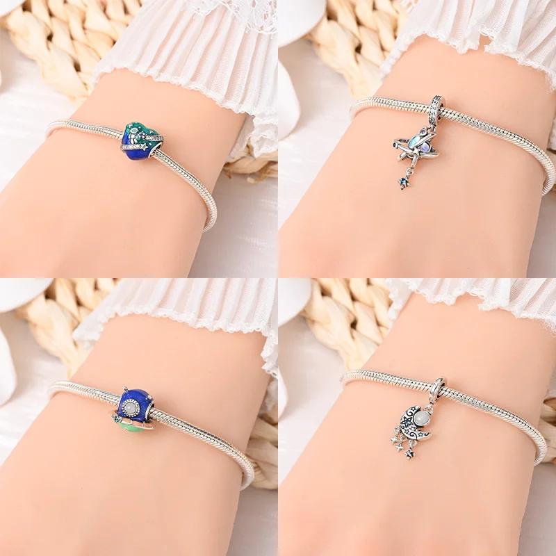 Copperluminous Beads Rabbit Astronaut Spaceship Charms Fitoriginal Bracelets Diy Fine Jewelry Gift For Women