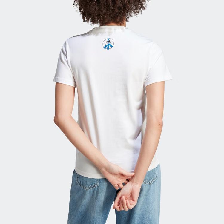 Adidas Solid Color Round Neck Pullover Sports Style Short Sleeve T-Shirt Women Tops White IB4875