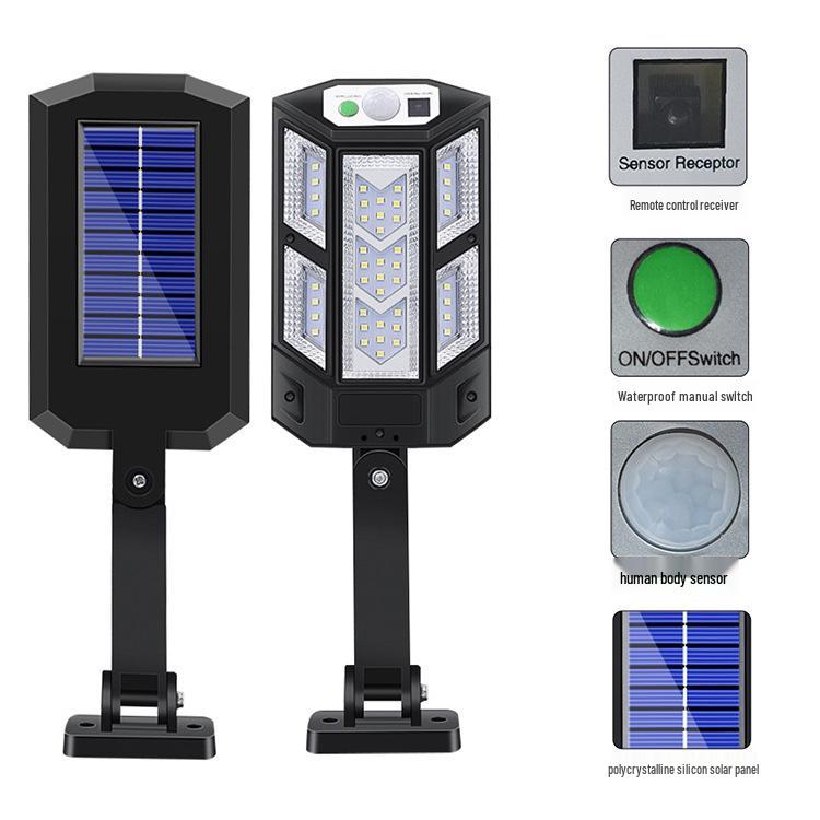 Solar-Powered Remote Control Motion Sensor Outdoor Wall Light