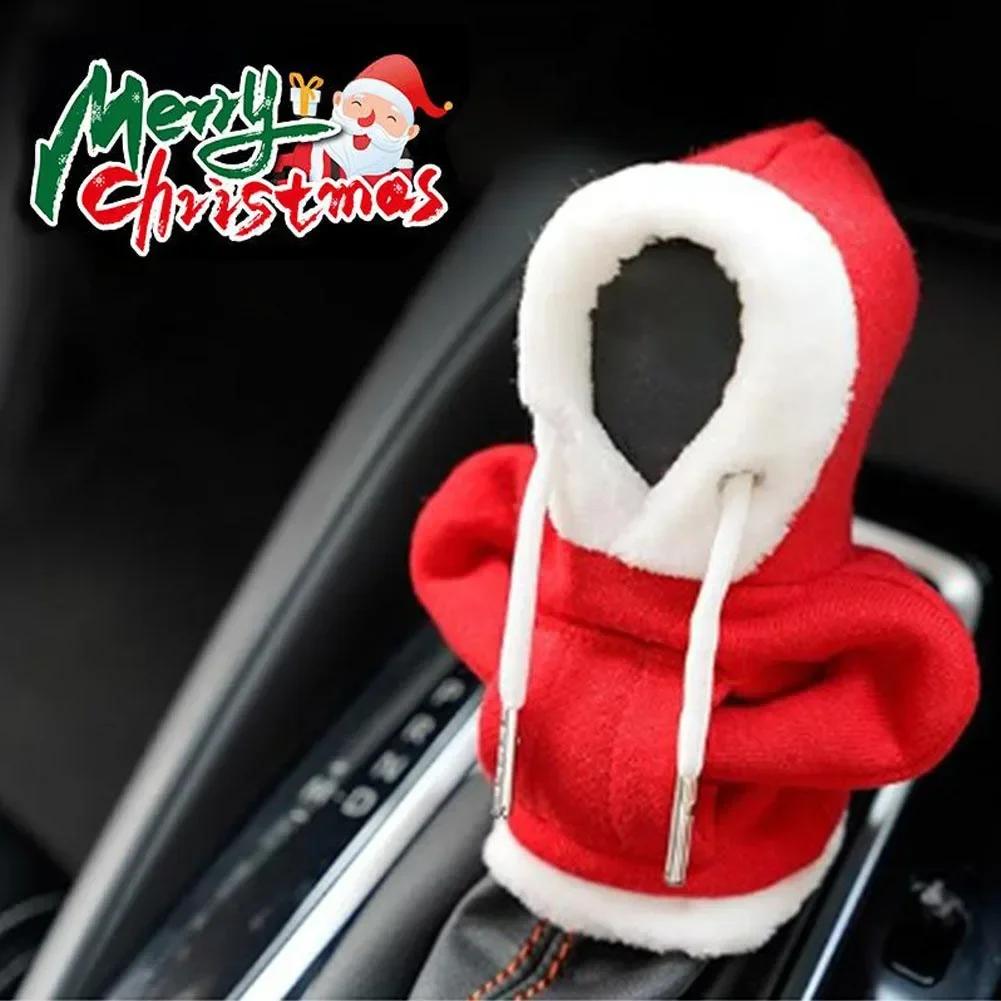 Zimowe modne bluzy z kapturem, pokrowiec na gałkę zmiany biegów samochodu, ręczna klamka, dekoracja zmiany biegów automatyczna, magiczne świąteczne akcesoria do wnętrz