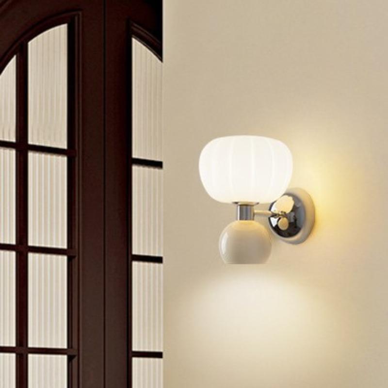 Cream Style Pumpkin Wall Lamps Bedroom Bedside Lamp Simple Aisle Background Wall Interior Decoration Lighting Atmosphere Lamp