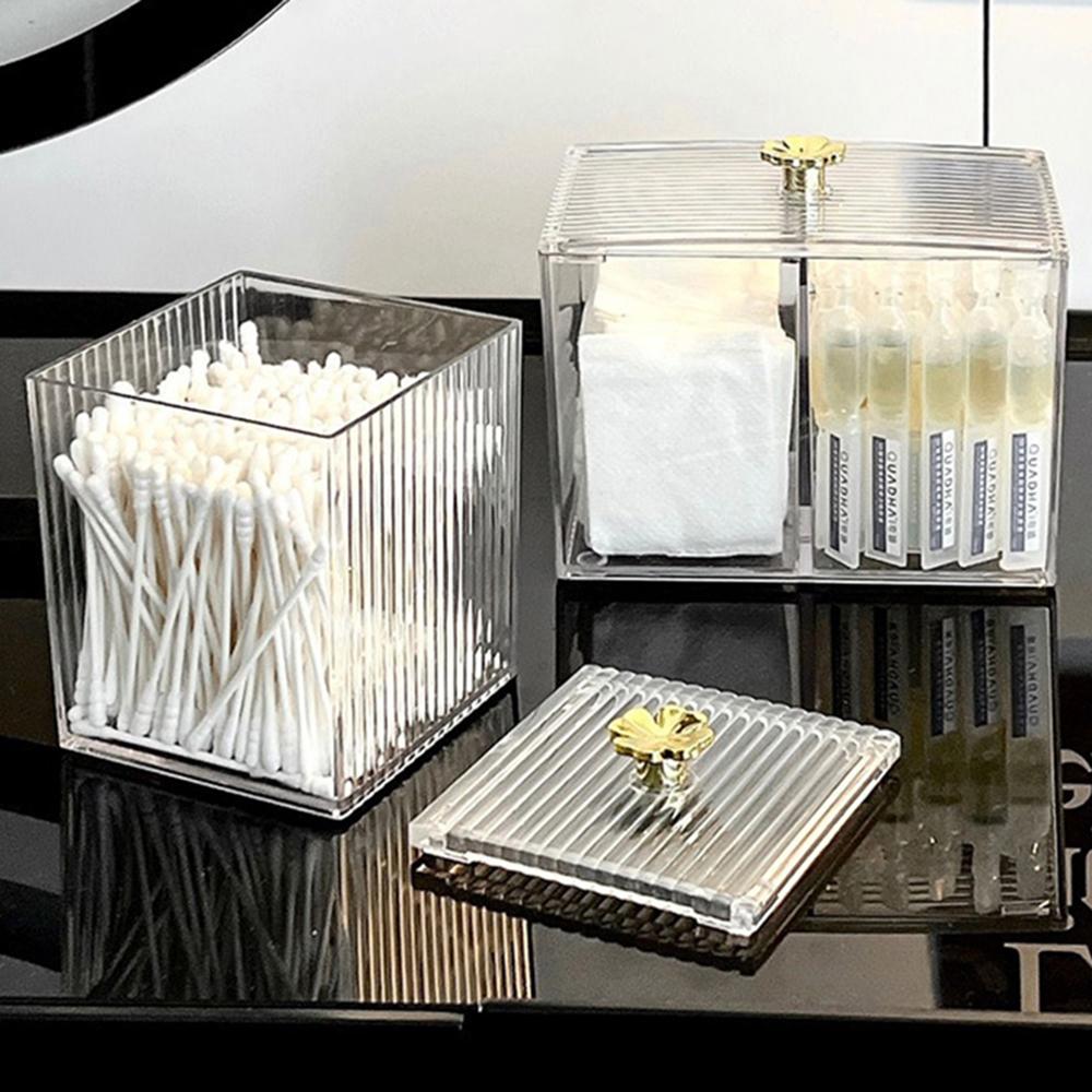 1PCS Transparent Storage Box Cotton Swab Container Desktop Dust-Proof Makeup Removal Cotton Lipstick Cosmetics Boxes Acrylic New
