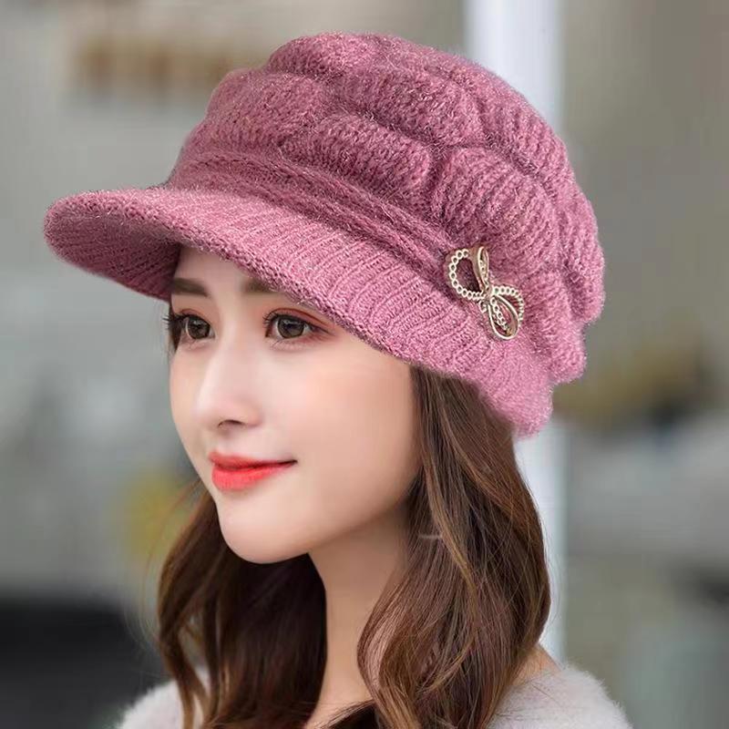 Winter hat women s middle-aged and elderly fleece thickened warm mother hat foreign gas fleece hat casual knitted hat wool hat One size fits all