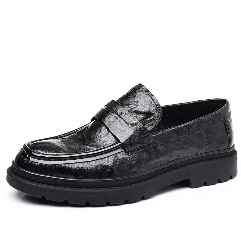 

Мужские деловые кожаные туфли на платформе, нескользящие, дышащие, мужские туфли для ног, повседневные туфли, мужские кожаные лоферы 44