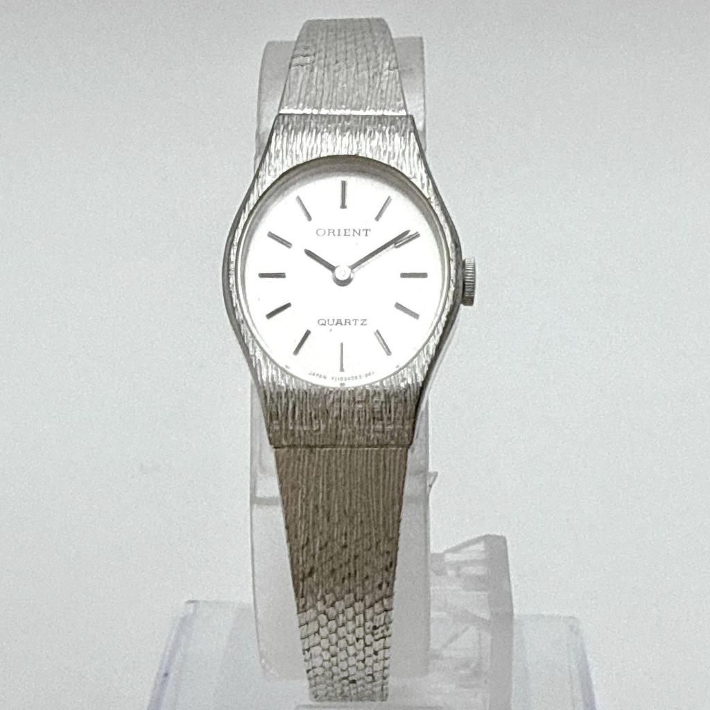 Used C180 [Working/Antique/Battery replaced] ORIENT Orient Quartz Oval Case Bracelet Type Ladies Watch