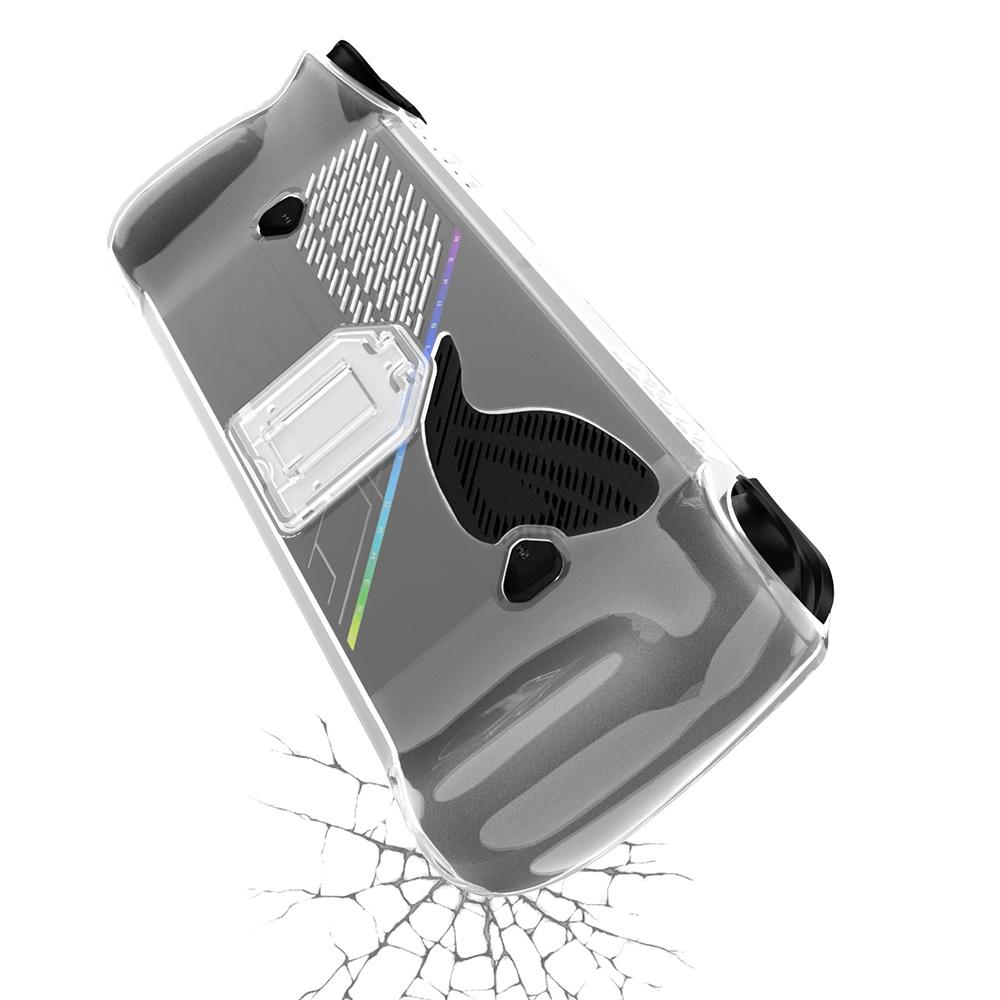 For Asus ROG Ally X TPU Case Gamings Handheld Clear Protective Cover with Foldable Stand