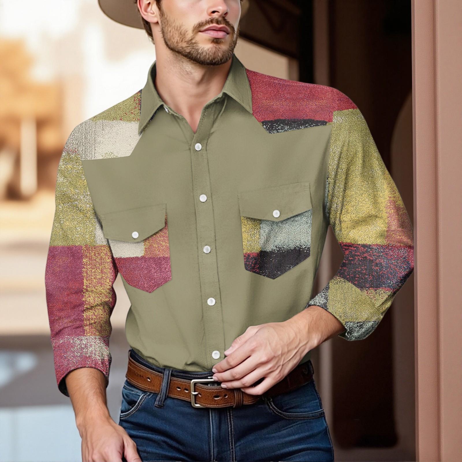 

Мужской модный топ кэжуал с длинными рукавами, лацканами и длиной до плеч XXL хаки