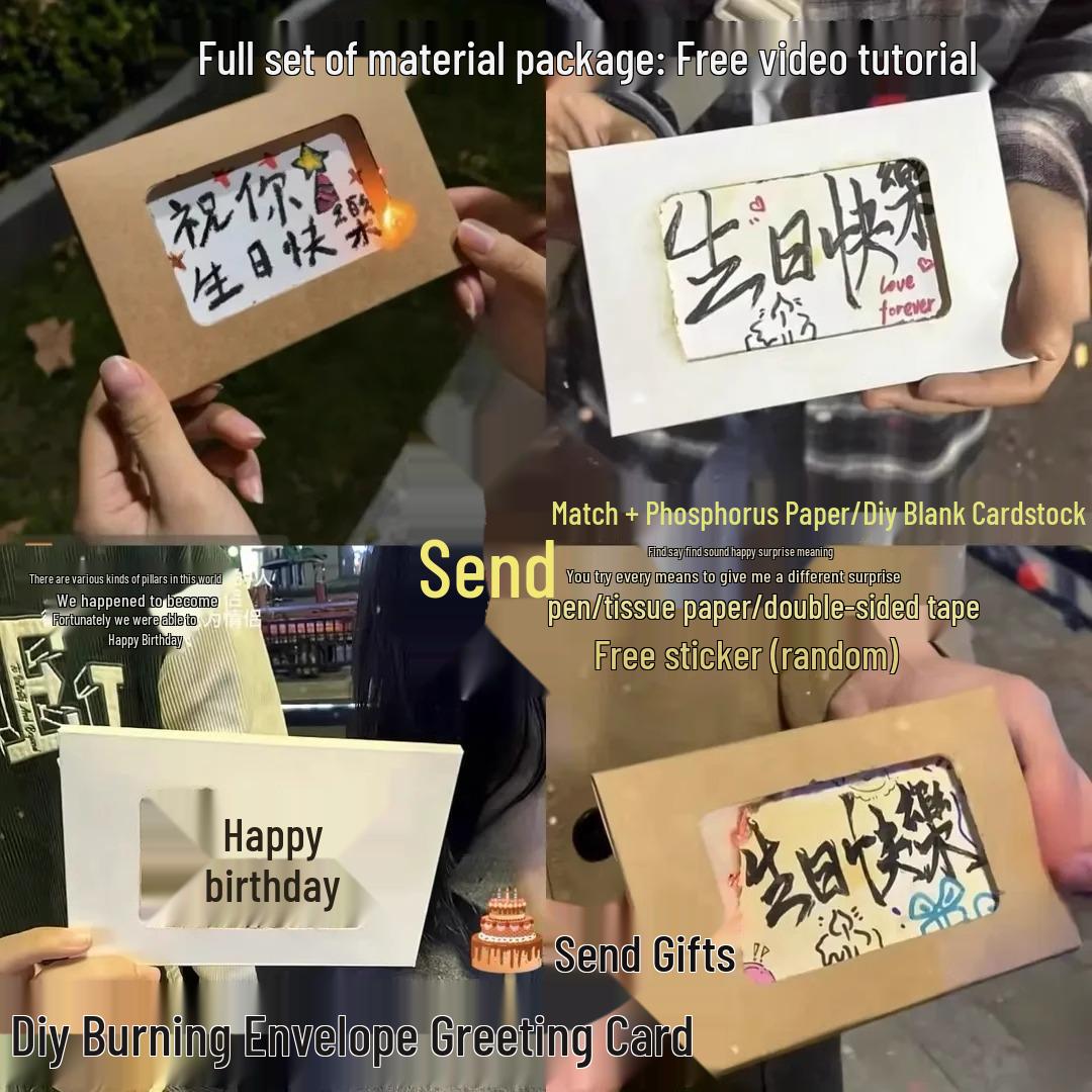 

Набор карт пламени для самостоятельной сборки: Сюрприз на день рождения ручной работы с зажжёнными спичками, с конвертом и писчей бумагой