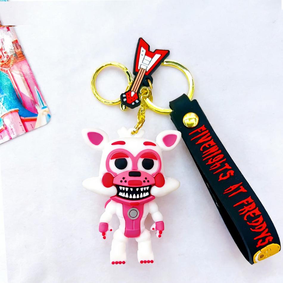 Car FNAF Game Keychains Anime Action Figures Keyrings Five Night At Fredys Doll Key Chains Key Rings Pendant Charms Accessories
