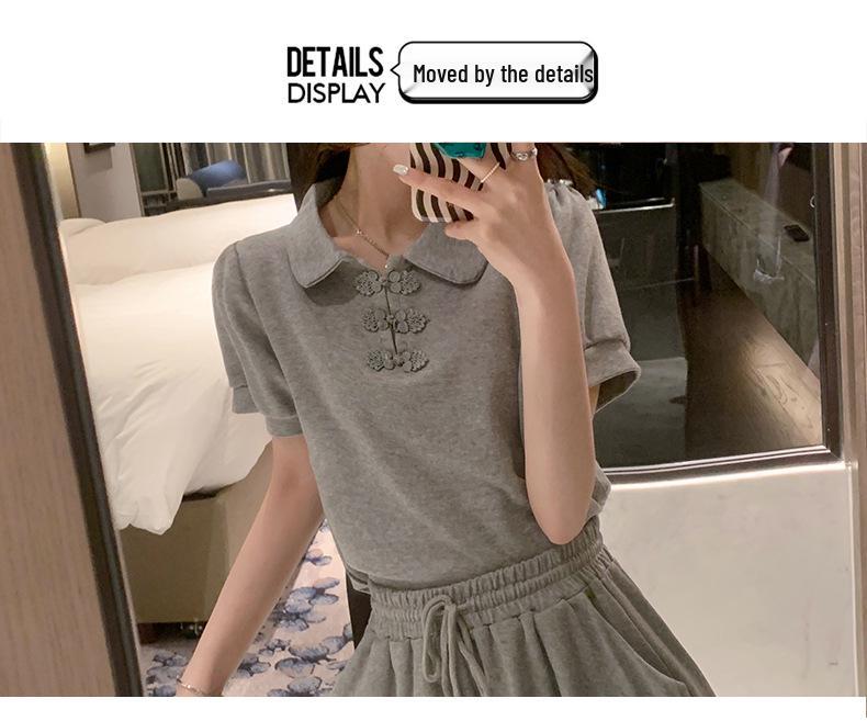 Women's Playful Petite Two-Piece Sportswear Set - Summer Short Sleeve & Shorts, Street Style.