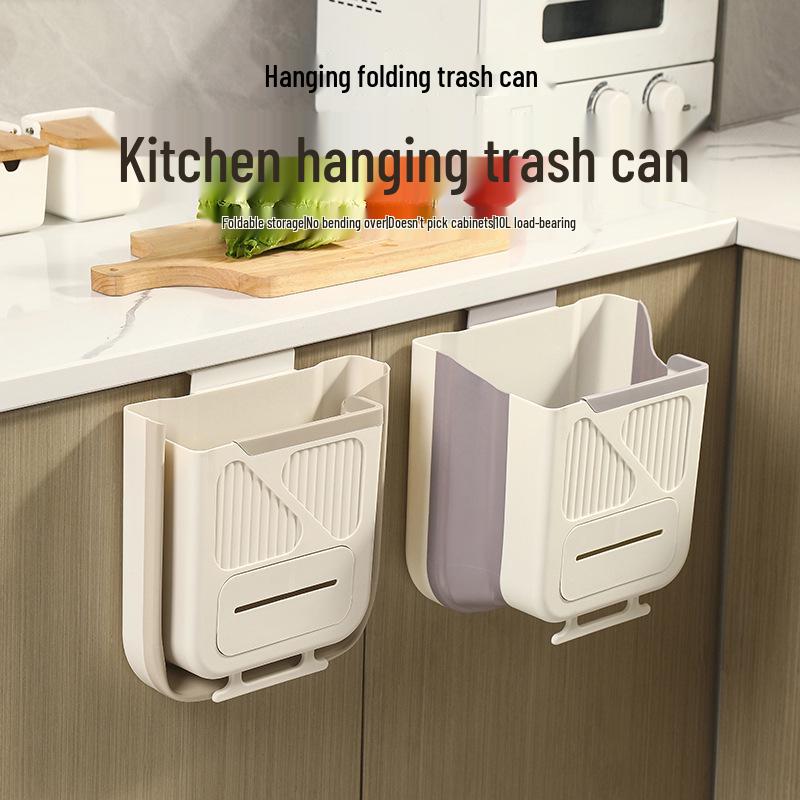 Foldable Kitchen Cabinet Door Hanging Trash Bin - Creative, Thickened Wastebasket for Easy Classification