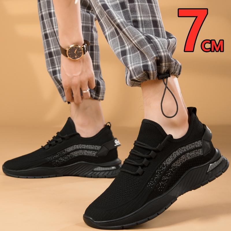 Summer Breathable Comfortable Elevator Sneakers Height Increase Shoes for Men Lift Insoles 7CM Hidden Heels Lift Sports Taller