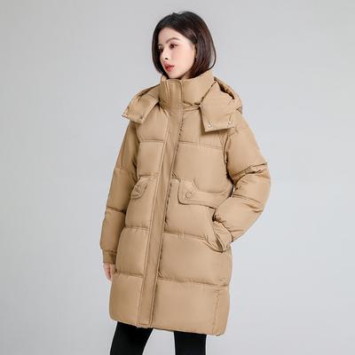 Women's Winter Long Warm Jacket Fluffy Hooded Long Solid Color Jacket Casual Snow Jacket