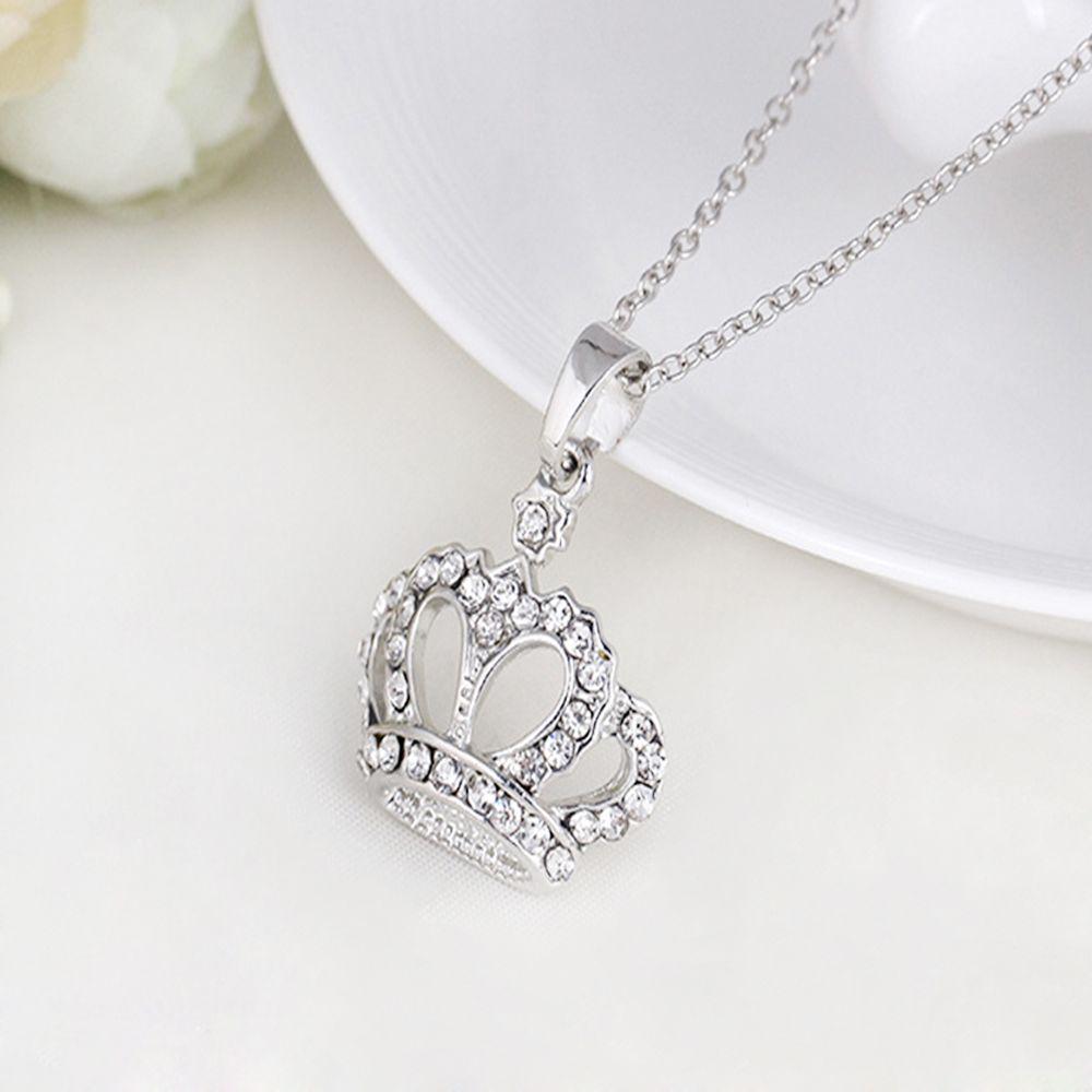 Elegant fashion crystal crown pendant long necklace sweater chain lover gift Elegant fashion crystal crown pendant long necklace sweater chain lover gift