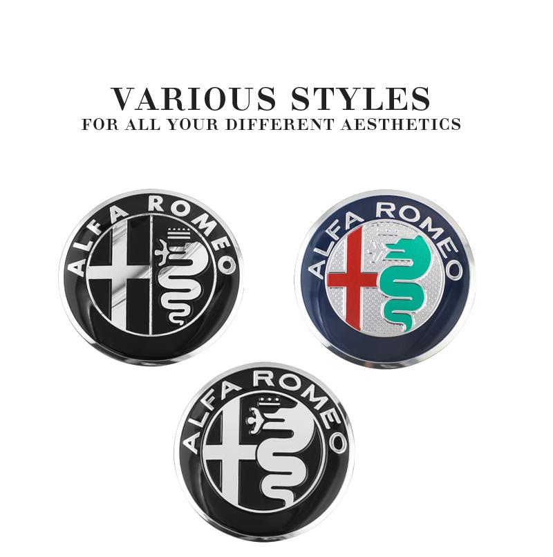 EFTXY1 4Pcs Car Wheel Stickers 56mm Auto Center Hub Cap Decal For Alfa Romeo 156 159 147 4C 8C 166 Giulia Giulietta Mito Stelvio Spider