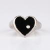 925 Sterling Silver Black Onyx Heart Ring with Diamond Accent Rhodium Plated Women Jewelry Size 5.5 Gift