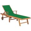 Day and Night - Day and Night Lounger with Green Cushion Solid Teak Wood