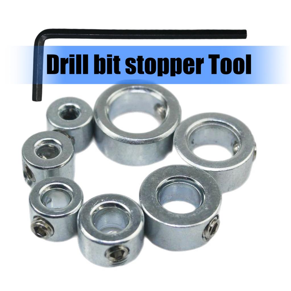 7 Sizes Carbon Steel Drill Guide Stop Collars Controller Set Precise Depth Control For Wood Plastic Drilling Operations