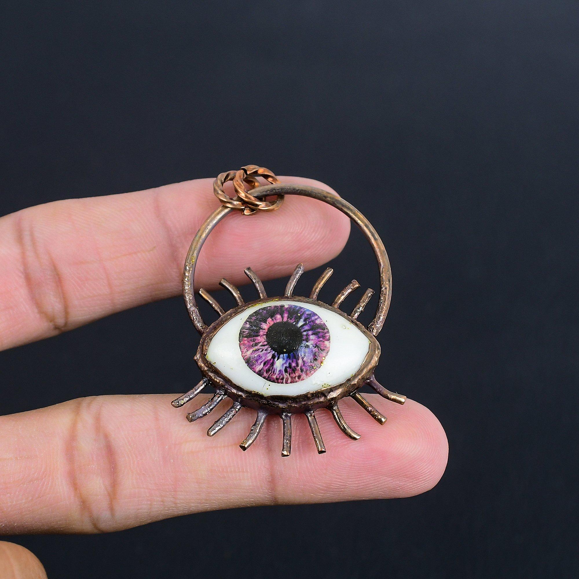 

Подвеска Глаз Фатимы, Медная гальванопластика, Ювелирные изделия из драгоценных камней, Подвеска ручной работы, На День матери 2.55