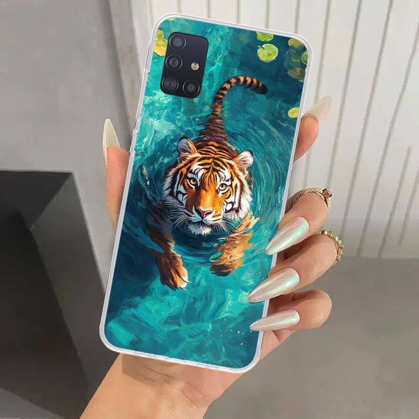 Superior Tiger Pattern Art Phone Case for Samsung Galaxy A52 A32 A22 A12 A02S A50S A30S A10S Note 20 Ultra 10 Plus S10 A31 A20 A