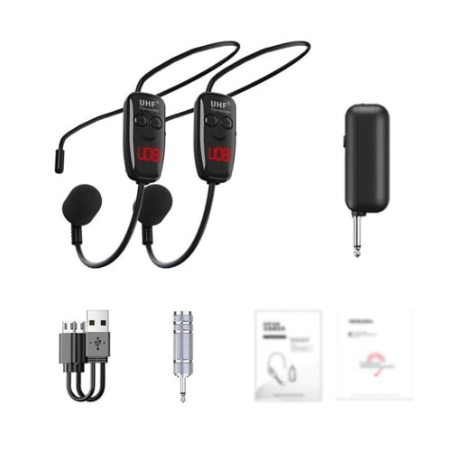 Fitness Headset Microphone, DC3.5V-5.5V Head-Worn & Handheld Wireless Head Microphone, 50M -88dBM Rechargeable Wireless Head Microphone for Audio Ampl