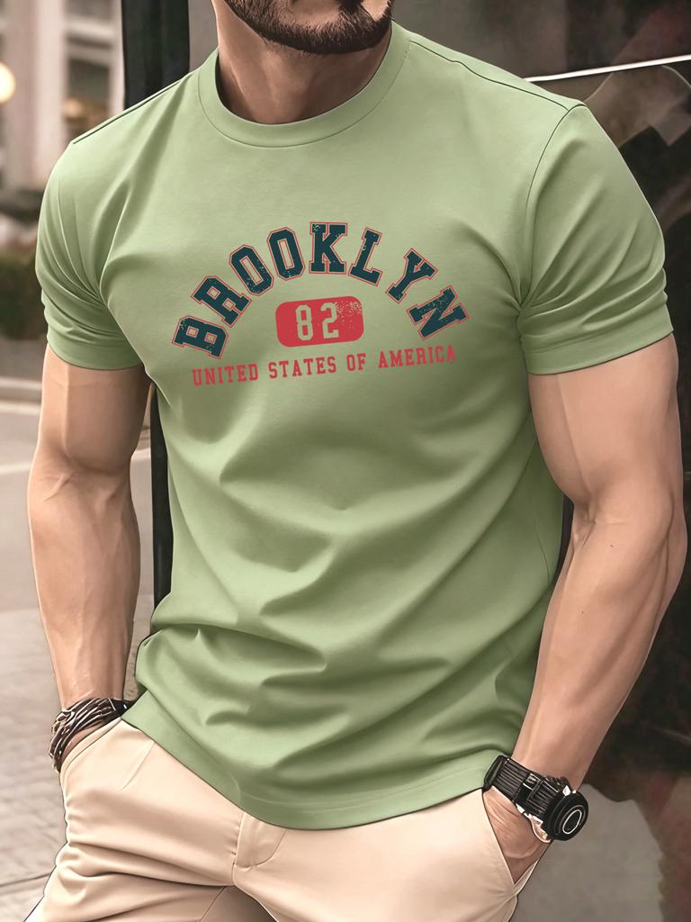 Usa Brooklyn 82 United Print Men TShirts Summer ONeck Retro T Shirt Cotton Loose Short Sleeve Basics Street Fashion Sportswear