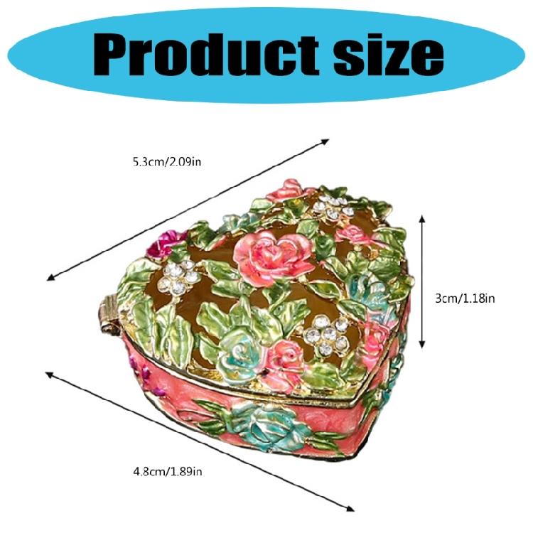 Decorative Zinc Alloy Enamel Flower Jewelry Case French Inspired Handcrafted Storage Box For Rings Necklaces