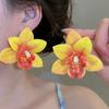 Silver Needle Simulated Flower Drop Earrings Beach Jewelry Vacation Style Earrings  Gift