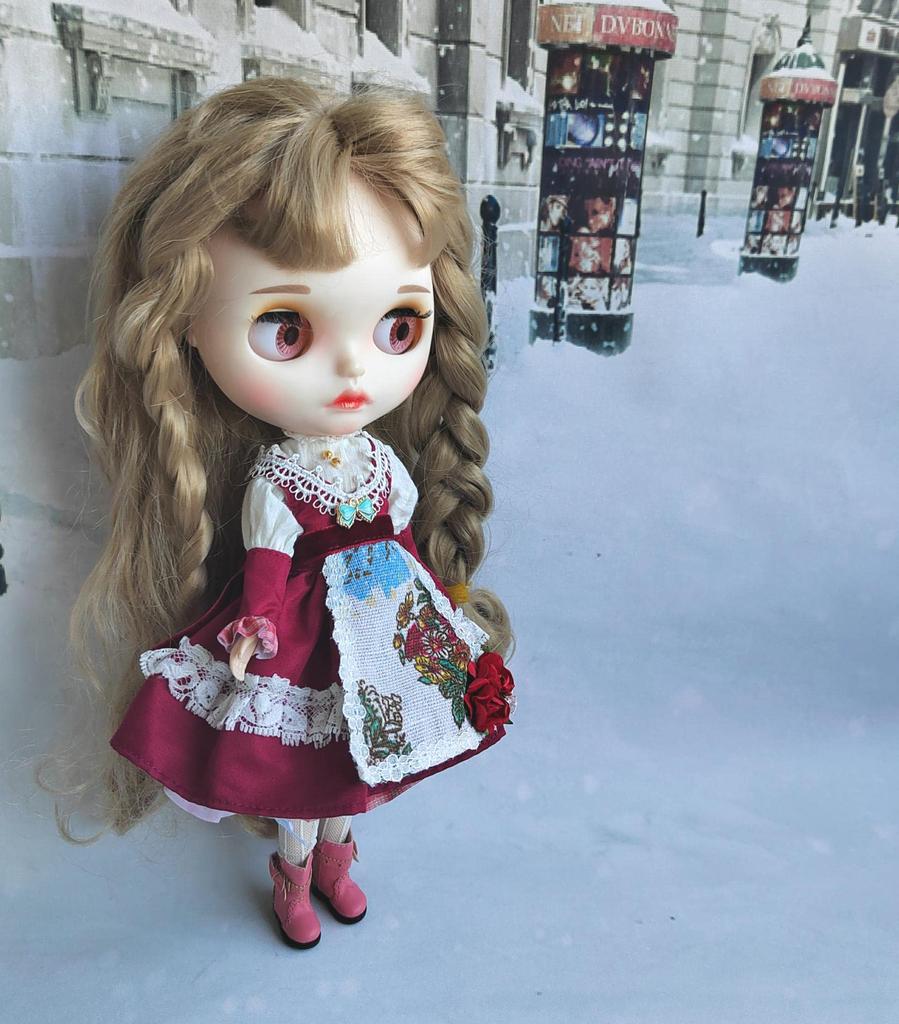 Blythe Doll Outfit Little Red Riding Hood Obitsu 24 Azone Compatible Costume, (for 1/6 ~ 1/8 dolls)