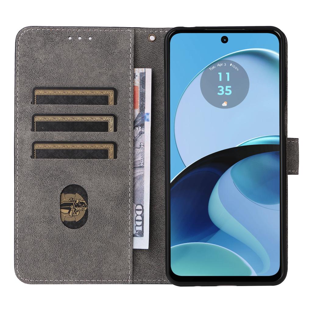 For Motorola Moto G14 4G Anti-Scratch Cell Phone Case Leather Stand Cover RFID Blocking Wallet Shell with Strap
