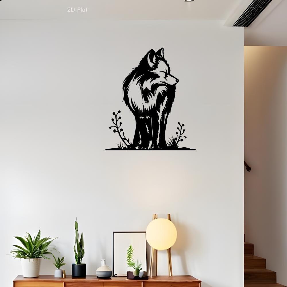 2D Wolf Head Metal Wall Art Laser Cut Iron Rustic Modern Decor Outdoor Home Wall Decor Ideal Gift