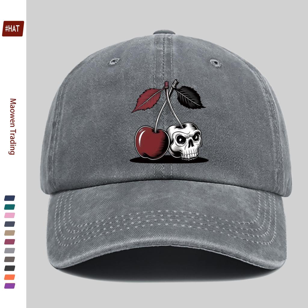 Pc Cherry And Skull Print Baseball Cap with Skull Head Pattern And Cherry Design Sun Hat MultiColor Optional Party Decor Hat