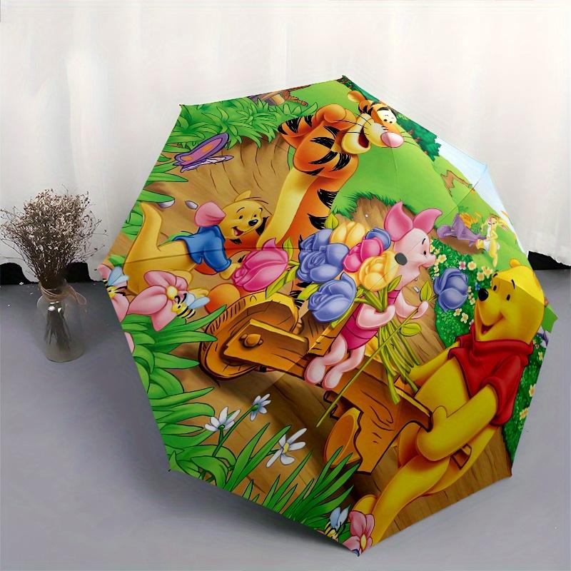 1pc Winnie the Pooh,Tigger Automatic Folding Umbrella: Compact 8-Bone Design Cartoon Outdoor Travel Companion, Business Umbrella, Christmas