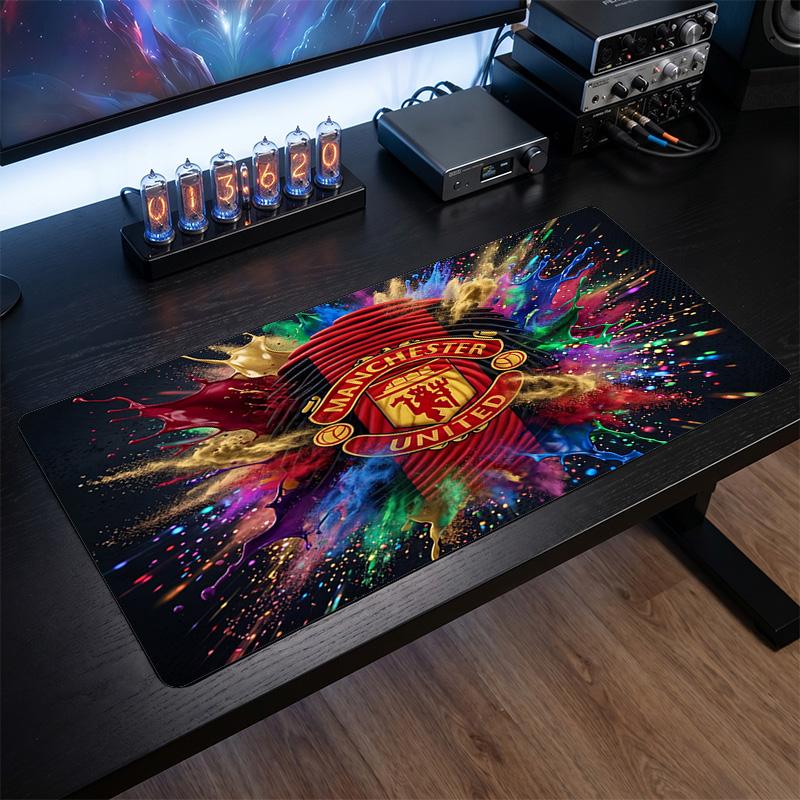 Alfombrilla de ratón grande impresa del Manchester United, alfombrilla de escritorio para gaming de goma suave antideslizante para decoración de oficina, portátil y ordenador