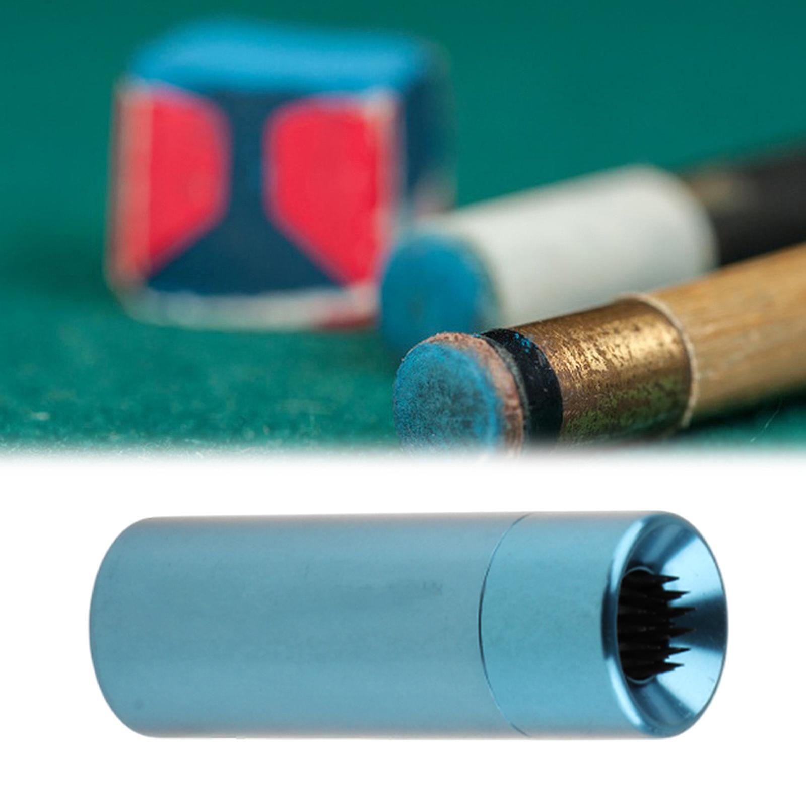 Pool Cue Tip Tool Pool Cue Tip Maintenance Tool Pool Cue Stick Tool Metal Professional 3 in 1 Pool Cue Tip Storage Tube синий
