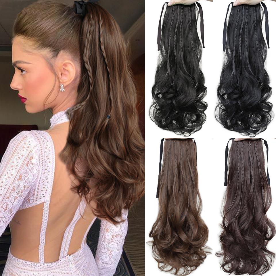 

LUPU Длинная волнистая заколка для заколки в хвосте с заплеткой наращивание волос Термостойкий синтетический хвост Черный коричневый накладные волосы