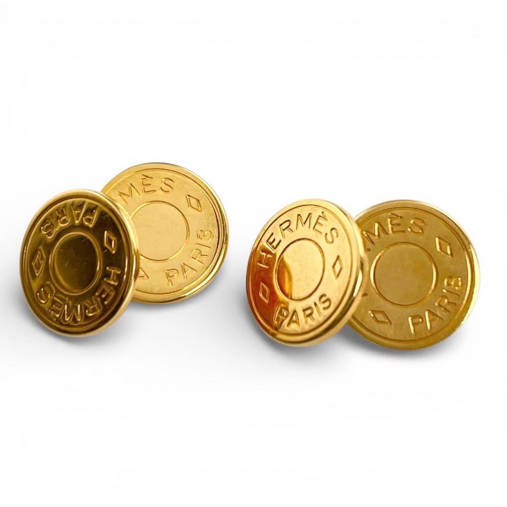 Great HERMES Cufflinks cufflinks Serie 2-piece set gold mens Used