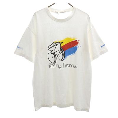 BELTON 90s Old Racing Frames Short Sleeve T-shirt L White Single Stitch Men's Used