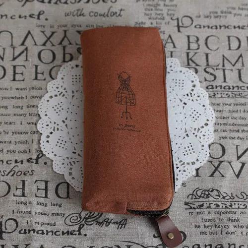Kawaii Piórnik Uroczy Vintage Paryski Piórnik Torba Płócienna Portmonetka na Zamek Błyskawiczny Portfel Kosmetyczka Torba na Artykuły Papiernicze