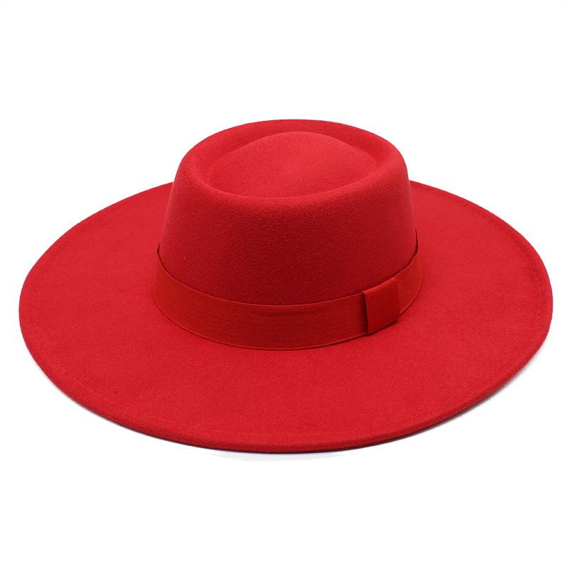 Popular European and American Simple Wool.cm Brim Men's and Women's Autumn and Winter Warm Outdoor Oval Ring Top Hat
