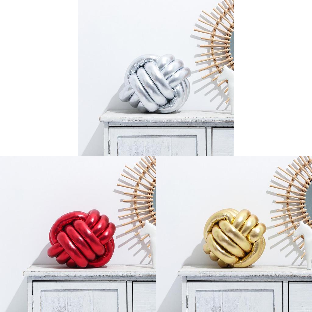 Modern Minimalist Christmas Throw Pillow With Handwoven Red Gold Ball Design For Living Room Decor